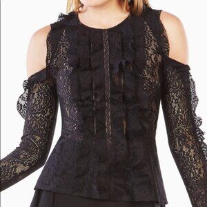 BcbgMaxazria Maddy Cold Shoulder Lace Top Small